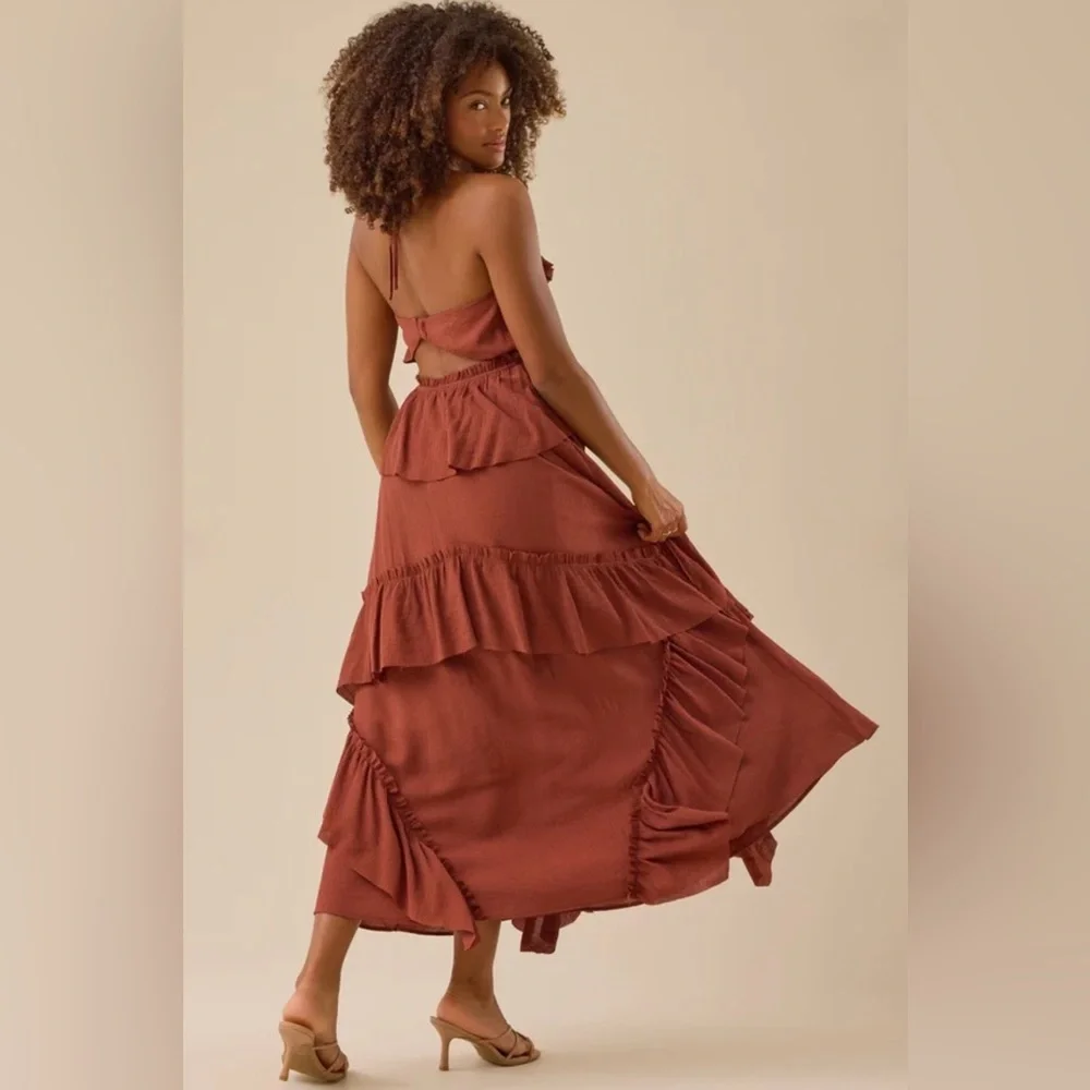 Altar’d State Mattie Ruffle Maxi Dress NWT